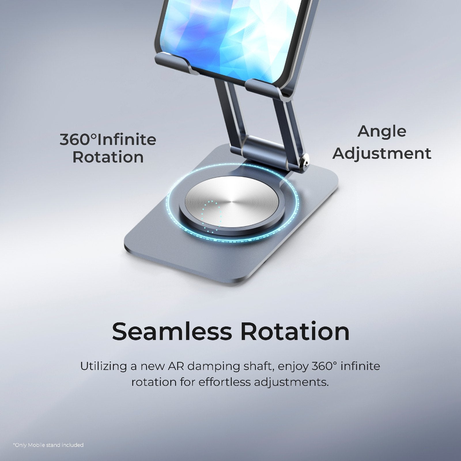 Digitek (DSS 002R) 360° Rotatable and Foldable Aluminum Alloy Tabletop Mobile Stand, Multiple adjustments of Height and Angle Phone Stand, Mobile Holder for Smartphones, Tablets, Kindles and for iPad - Digitek