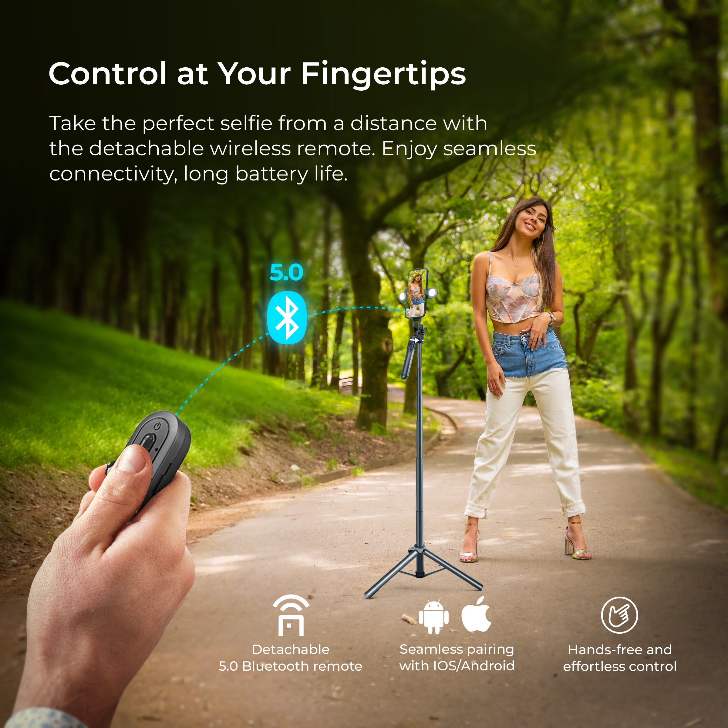 DIGITEK® (DTR-180SS) Portable Wireless Selfie Stick Tripod with Remote, Three-Leg Stand, 360° Smartphone Clip, Extendable Telescopic Poles, 1/4 Interface, Ideal for Photo, Videoshoots, Vlogging & More