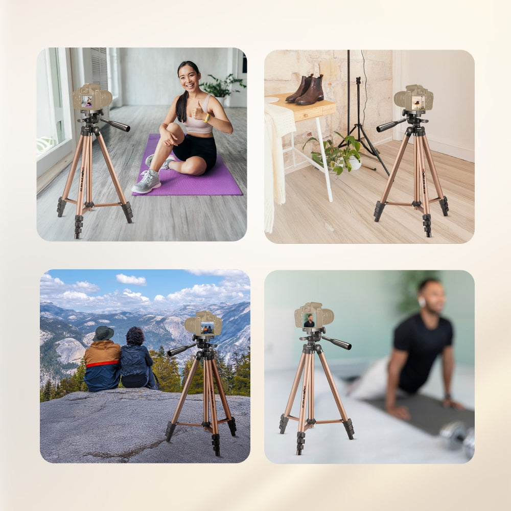 Digitek (DTR 420LW) Tripod for Camera & Smartphone with Holder – 4.26ft Max Height, 3Kg Load, 4-Section Legs, 3-Way Head, Quick Release Plate - Ideal for Photography & Videography