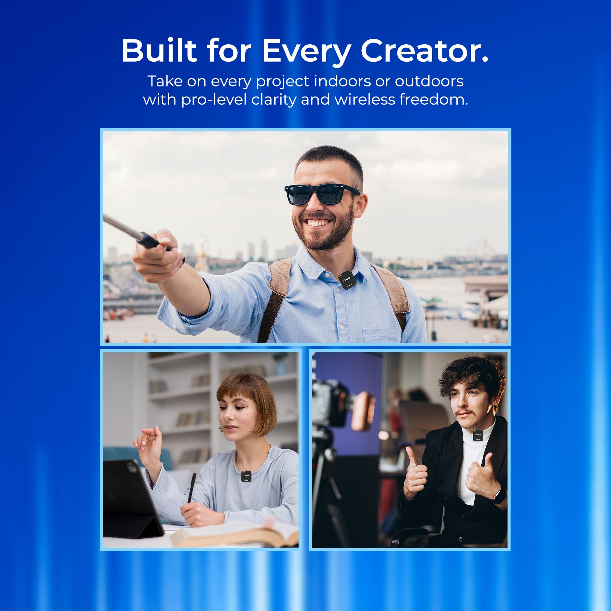 Digitek (DWM 101 Mini) 2-in-1 Wireless Microphone, 2.4G Mic for iOS/Android, DSLR, PC/Laptop, 80m Range, TF Card Recording, 4.5hr Battery,  Real-Time Monitoring, Ideal for Vlogging, Streaming, Meetings