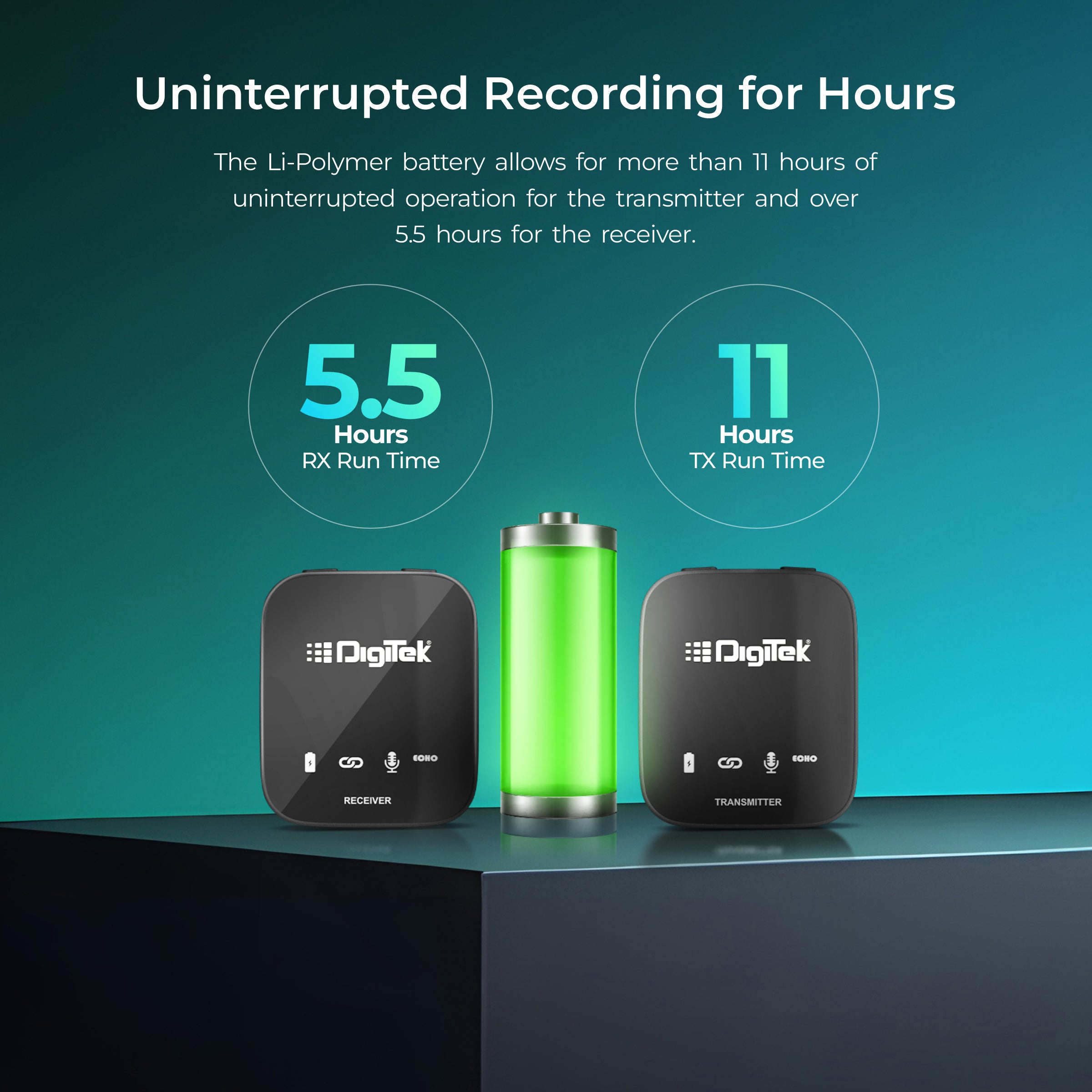 Digitek® (DWM-111) 4 Channel Wireless Microphone System, 360° Ultra Voice Capture & 2.4GHz, Plug & Play, 50m Range, Noise Reduction, Use with DSLR, Smartphone & Laptops, for Podcast, Vlog & Videoshoot