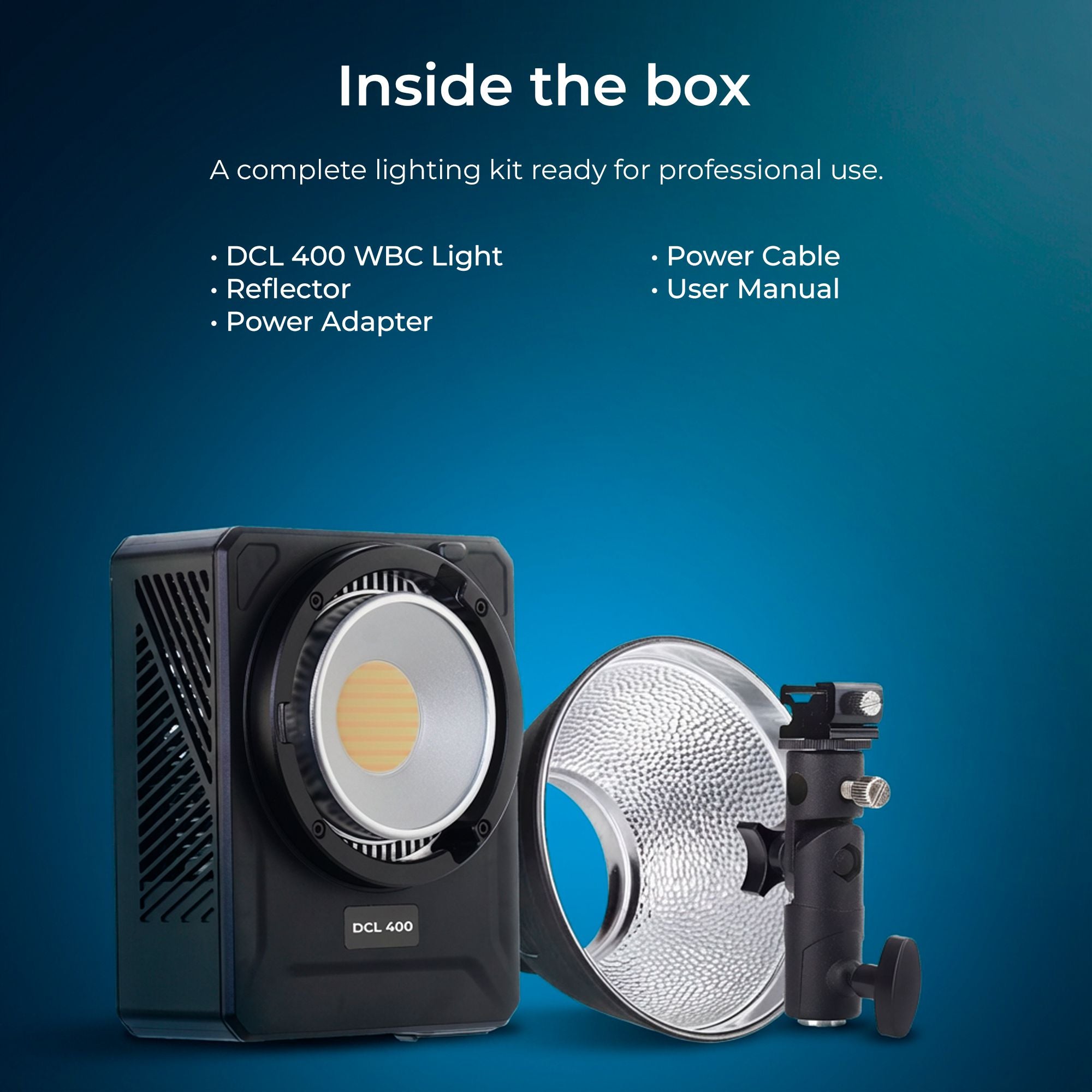 Digitek Lite (DCL 400WBC Combo) 330W Bi Color COB LED Continuous Light with Reflector & Bowens Mount, 10 Fx Effects, 0-100% Dimming, 2700K-6500K Color Temp, 26860LM, 95+ CRI,  For Photo & Video Shoots