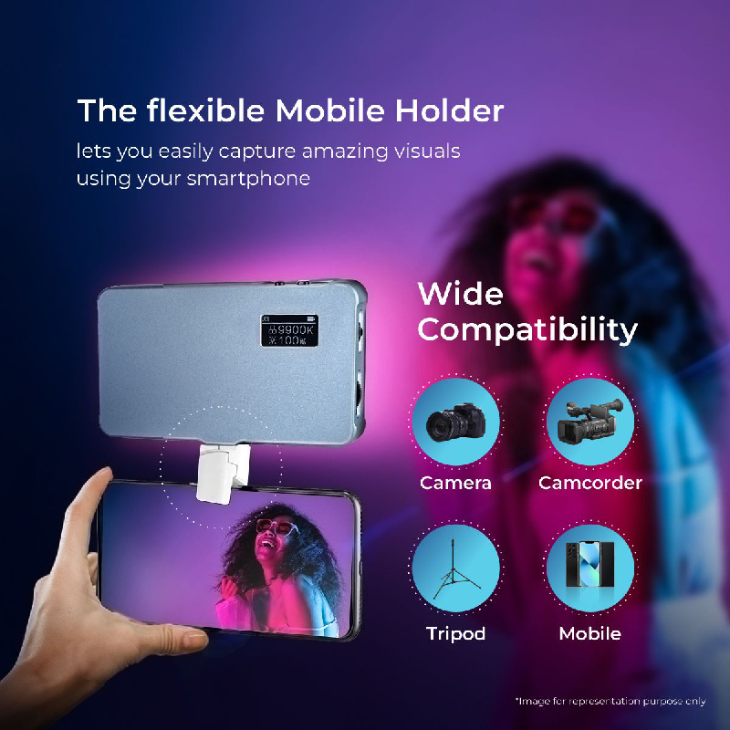 Digitek LED-D12W ML RGB Professional RGB Portable Video Light with Flicker-Free LED Technology & 2000mAh 3.7V Li-ion Battery - Digitek