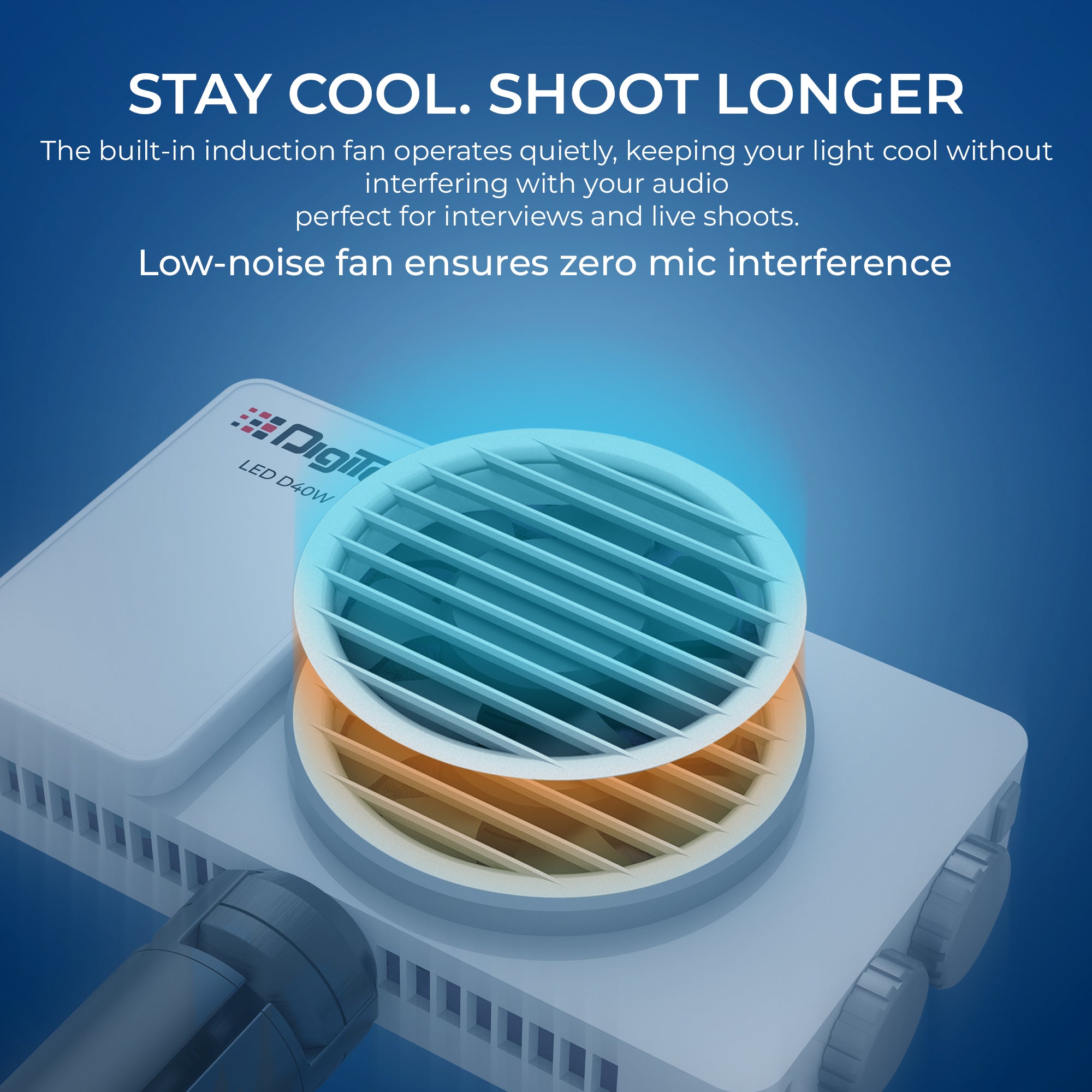 Digitek (LED-D40W) Portable 40W Bi-Color LED Video Light, 2700K-6500K, CRI 96+, 3600LM, 12 FX Lighting Effects, 120° Beam Angle, Built-in Battery & Type-C Charging, Ideal for Photo & Videography