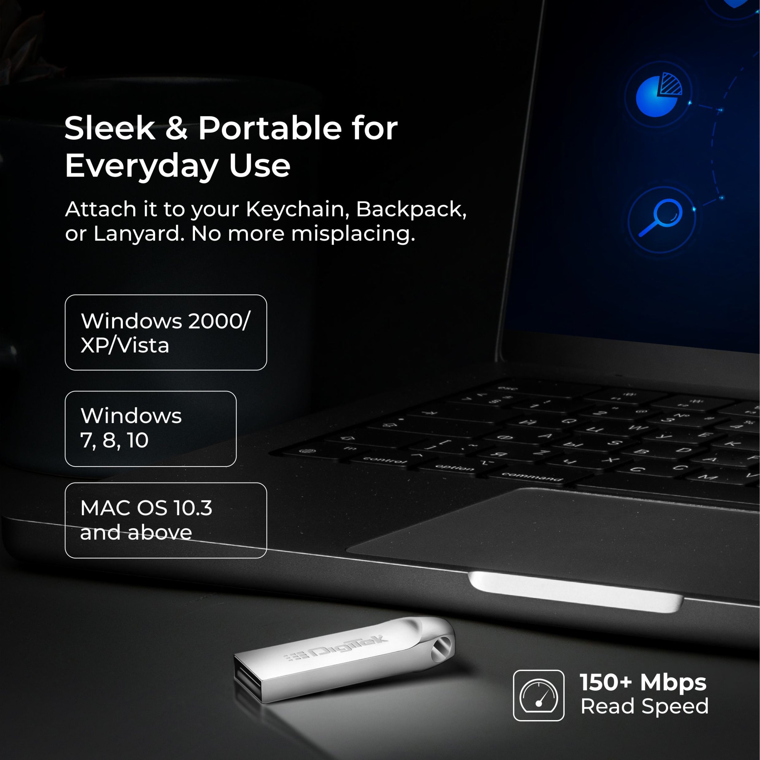 Digitek (Dud 32GB 2.0V) 32GB USB 2.0 U Disk Flash Drive, High Speed Read & Write Pen Drive, Magnetic, X-Ray & Temperature Resistant, Compatible with Windows & Mac OS