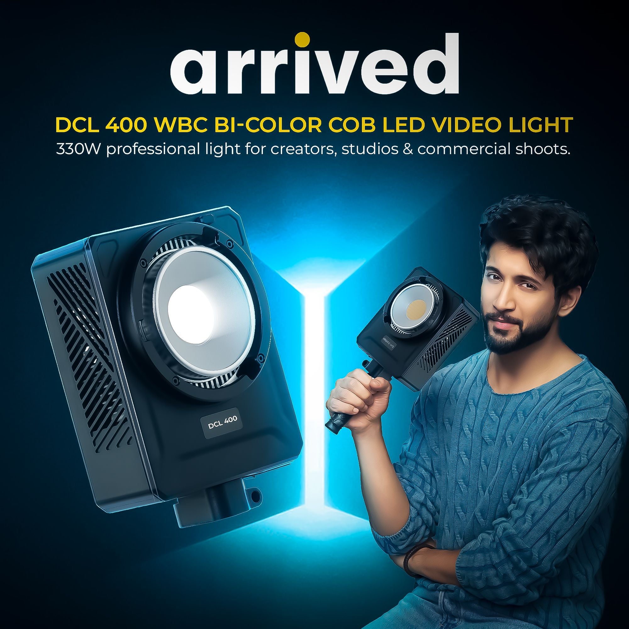 Digitek Lite (DCL 400WBC Combo) 330W Bi Color COB LED Continuous Light with Reflector & Bowens Mount, 10 Fx Effects, 0-100% Dimming, 2700K-6500K Color Temp, 26860LM, 95+ CRI,  For Photo & Video Shoots
