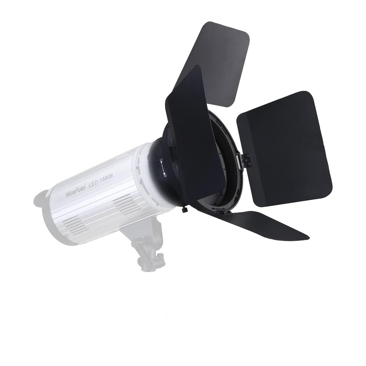 Digitek DFD-110 Fresnel Lens Bowens Mount Light Focusing Adapter with Barn Door & Honeycomb Grid - Digitek