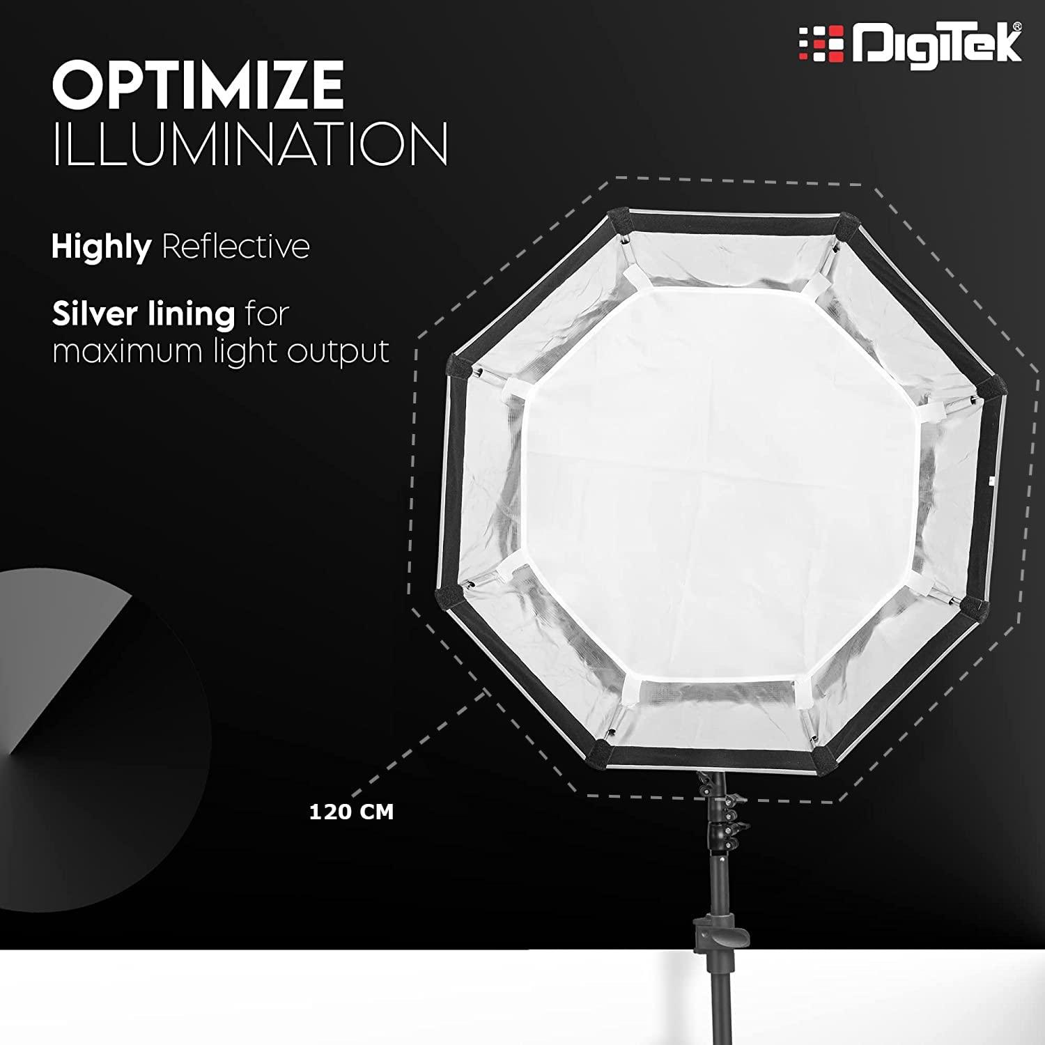 Digitek (DSB-120 Bowens)120CM Octagon Soft Box with Bowens Mount Lightweight & Portable , Comes with Diffuser Sheets & Carrying Case (DSB-120 Bowens) - Digitek
