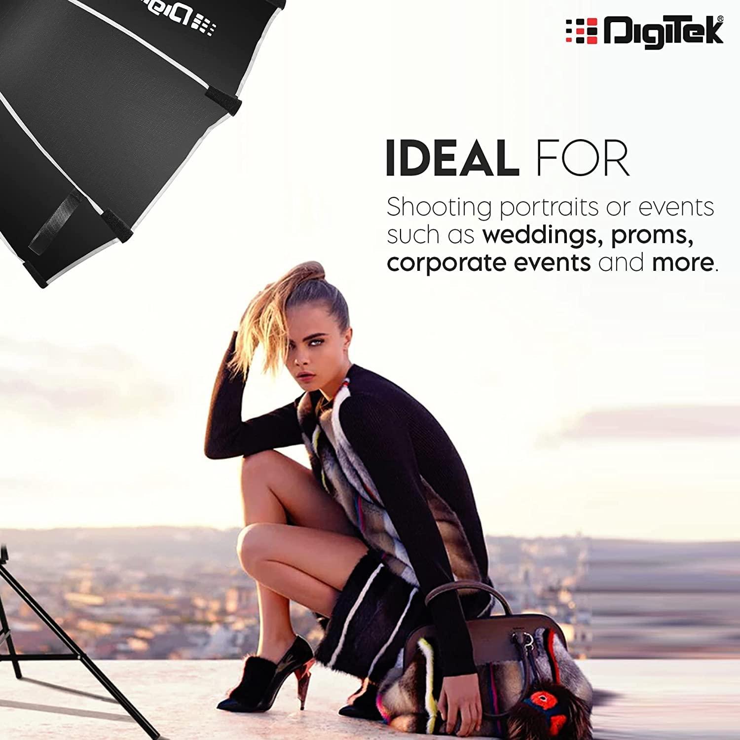 Digitek (DSB-90 Bowens) 90CM Octagon Soft Box with Bowens Mount Lightweight & Portable, Comes with Diffuser Sheets & Carrying Case (DSB-90 Bowens) - Digitek