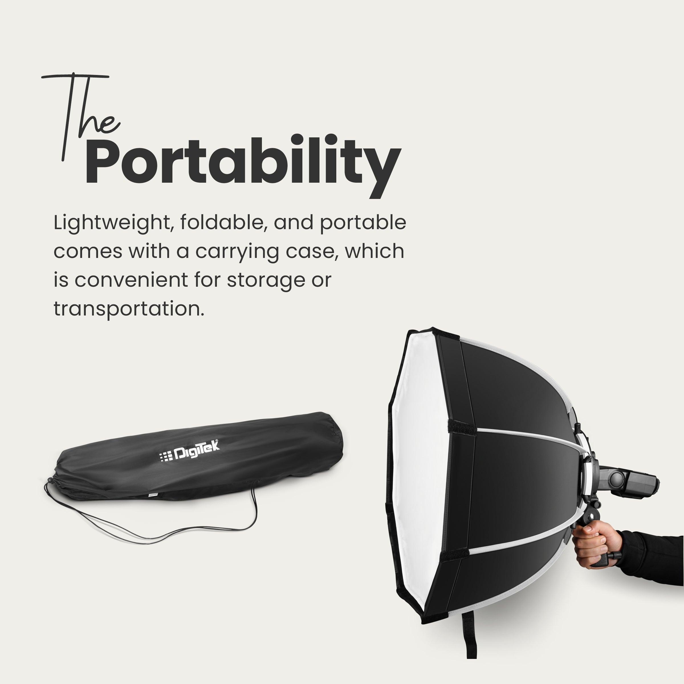 Digitek (DSBH-055) Lightweight & Portable Soft Box Comes with S2 Type Bracket & 2 Diffuser Sheets | Carrying Case | Compatible with All Flash Speedlights - Digitek
