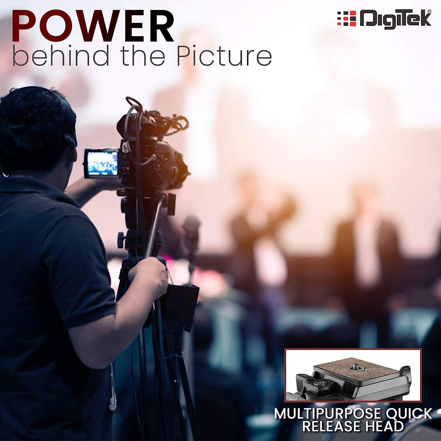 Digitek (DVH-001PRO) Video Fluid Head | Lightweight with Flat Base | Supports Multiple Tripods & Monopods (Load Capacity-5 Kgs) - Digitek