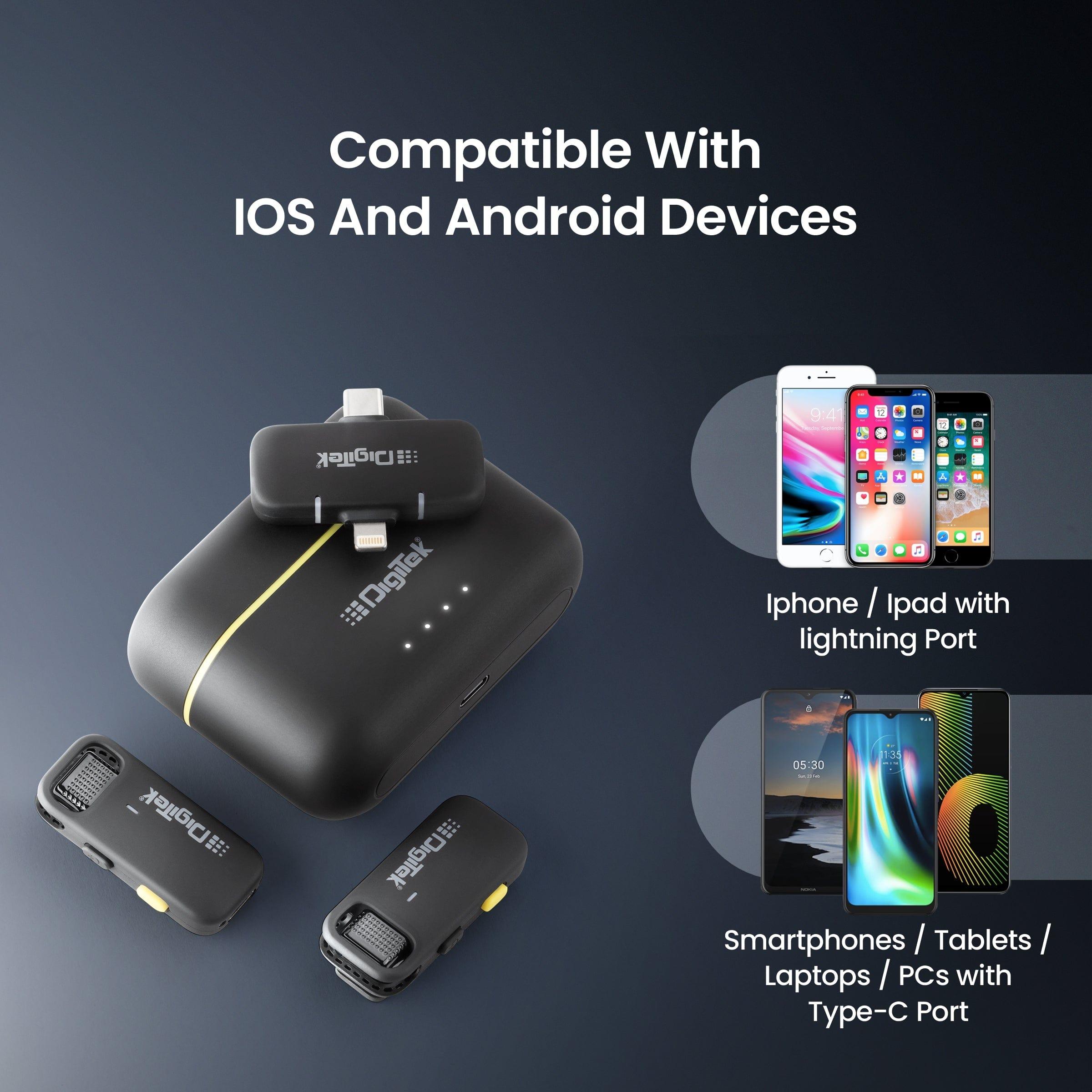 Digitek DWM-103 Wireless Microphone System with Dual Interface Type C & Lightning Connector - Digitek