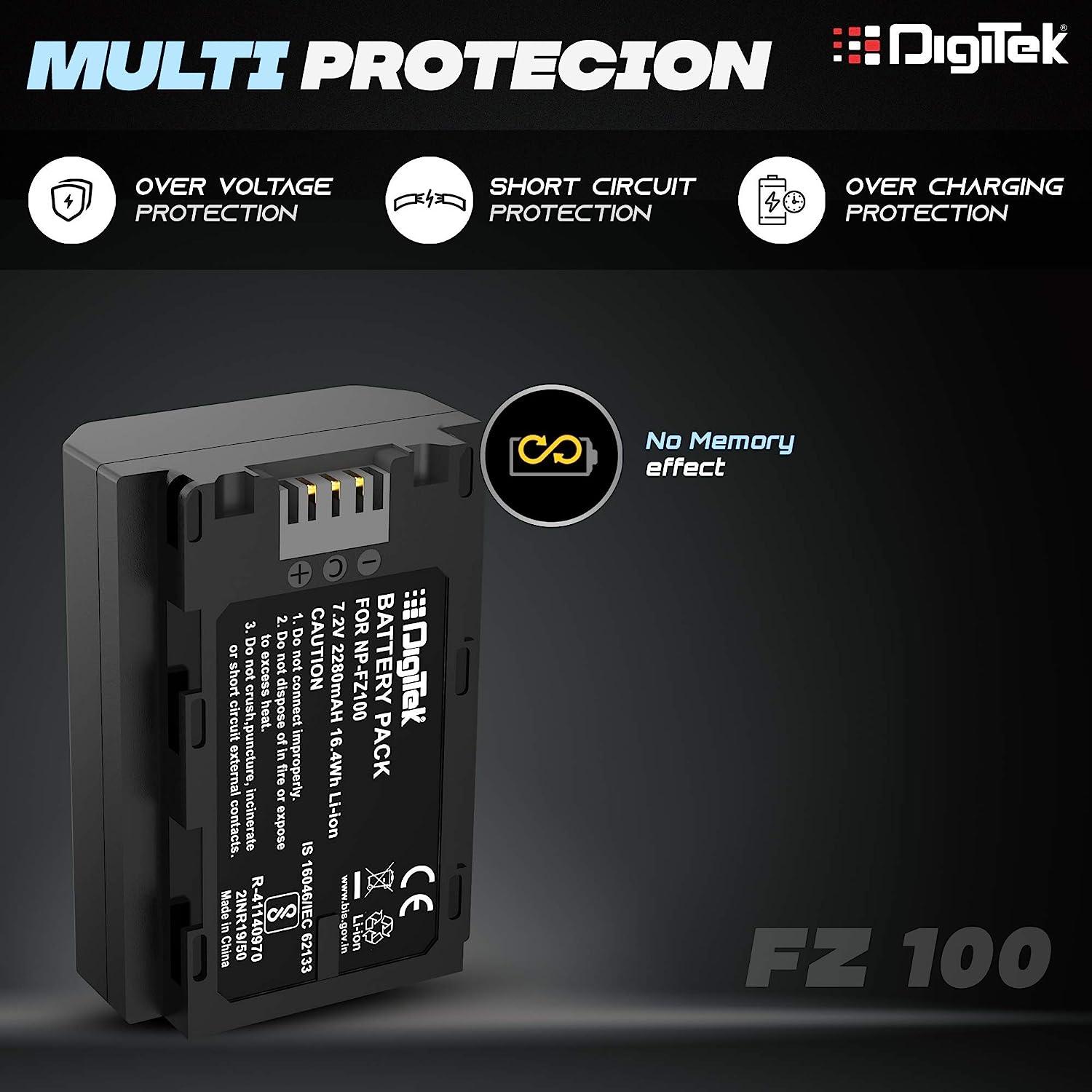 Digitek (NP-FZ100) Lithium-ion Rechargeable Battery for Sony Digital Camera | Compatibility - for PD-150, 150P, 170, 170P, TR1, 200, 300 - Digitek