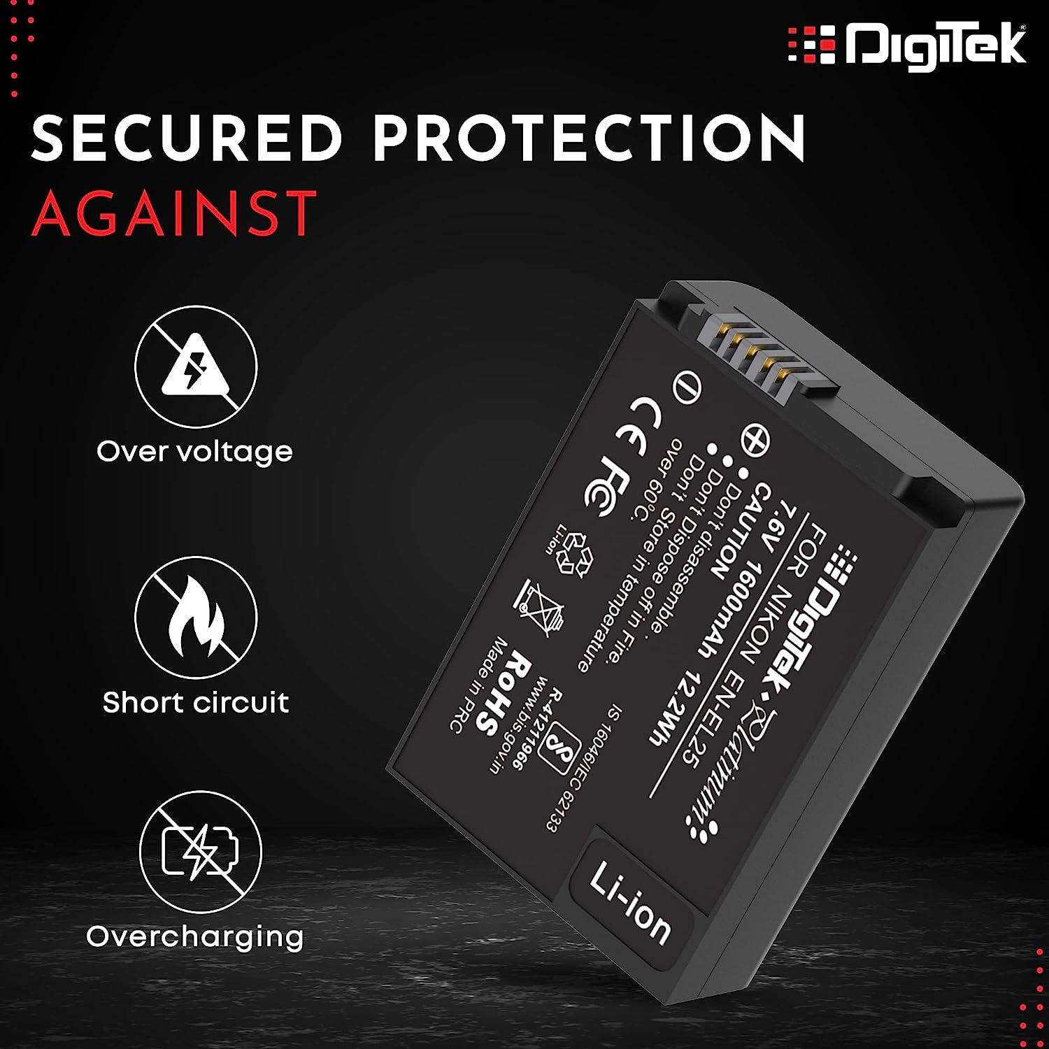 Digitek (Platinum EN-EL25) Extra Power Secondary Li-ion Rechargeable Battery for EN-EL25 (7.6V, 1600mAh) - Digitek