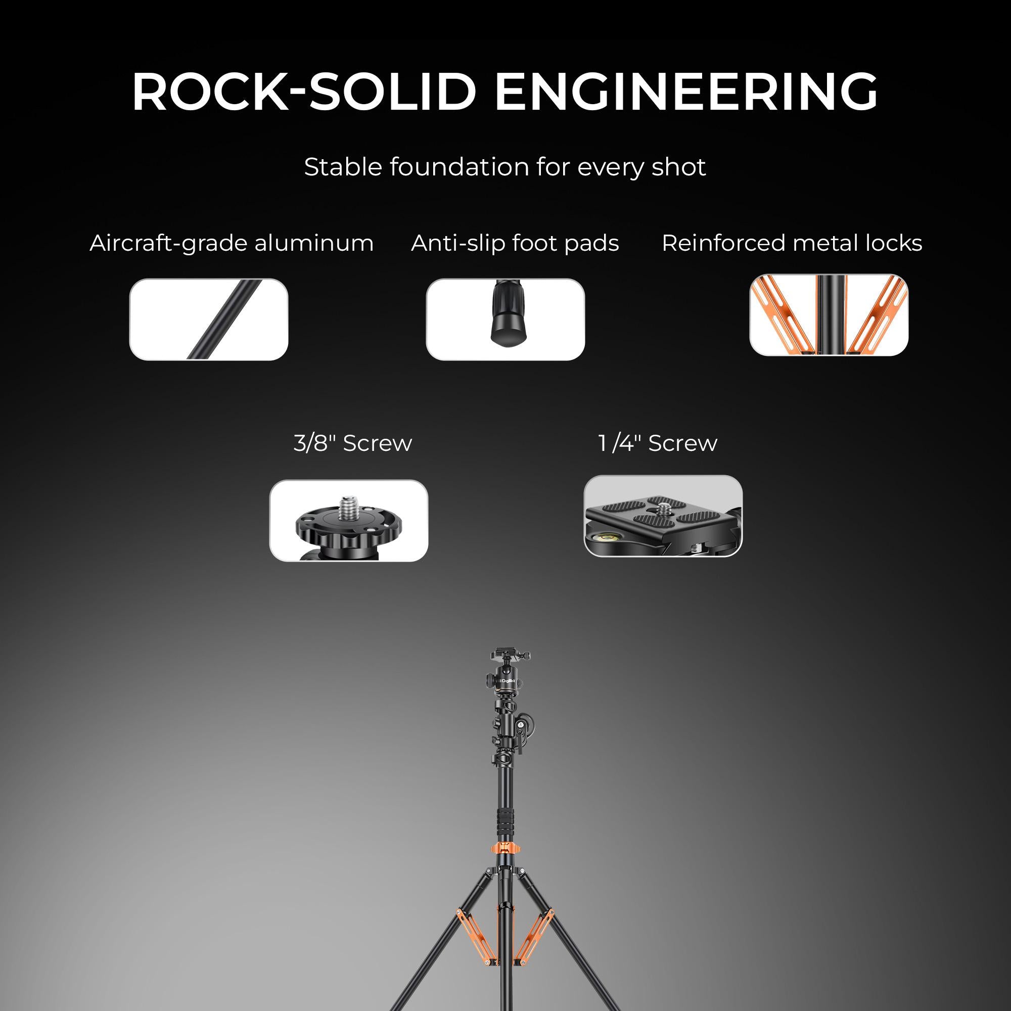 Digitek (DTR 830BH) 8.26ft Aluminum Light Stand Cum Tripod, 5Kg Max Load, 360° Adjustment, Ball Head, 4-Section, Overhead Shooting, 1/4 & 3/8 Screws, Cameras & Video Lights Compatible, for Photography