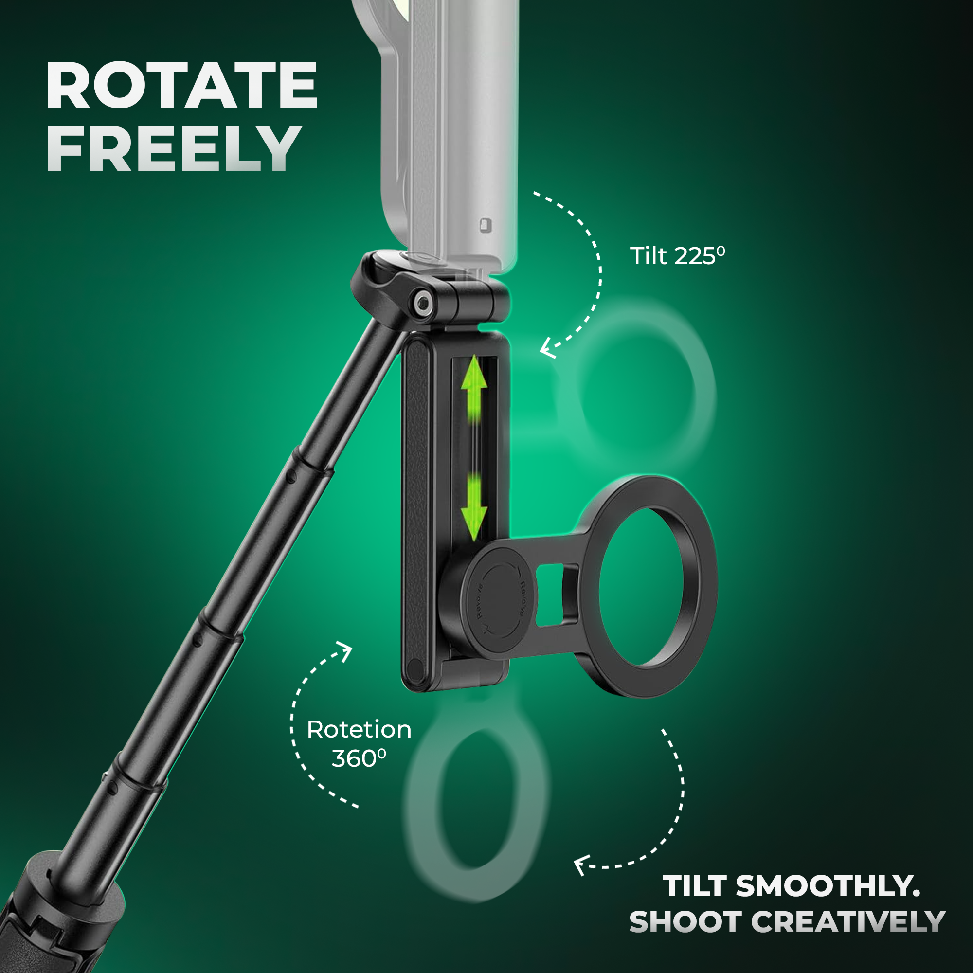 حامل ثلاثي القوائم مغناطيسي لعصا السيلفي من ديجيتك (DTR 350 SS) مع جهاز تحكم عن بعد بلوتوث بمدى 10 أمتار، تصميم بحجم الجيب، حمولة قصوى 1 كجم، دوران 360 درجة، حامل مغناطيسي للهاتف، مثالي للسفر وتصوير الفيديوهات 