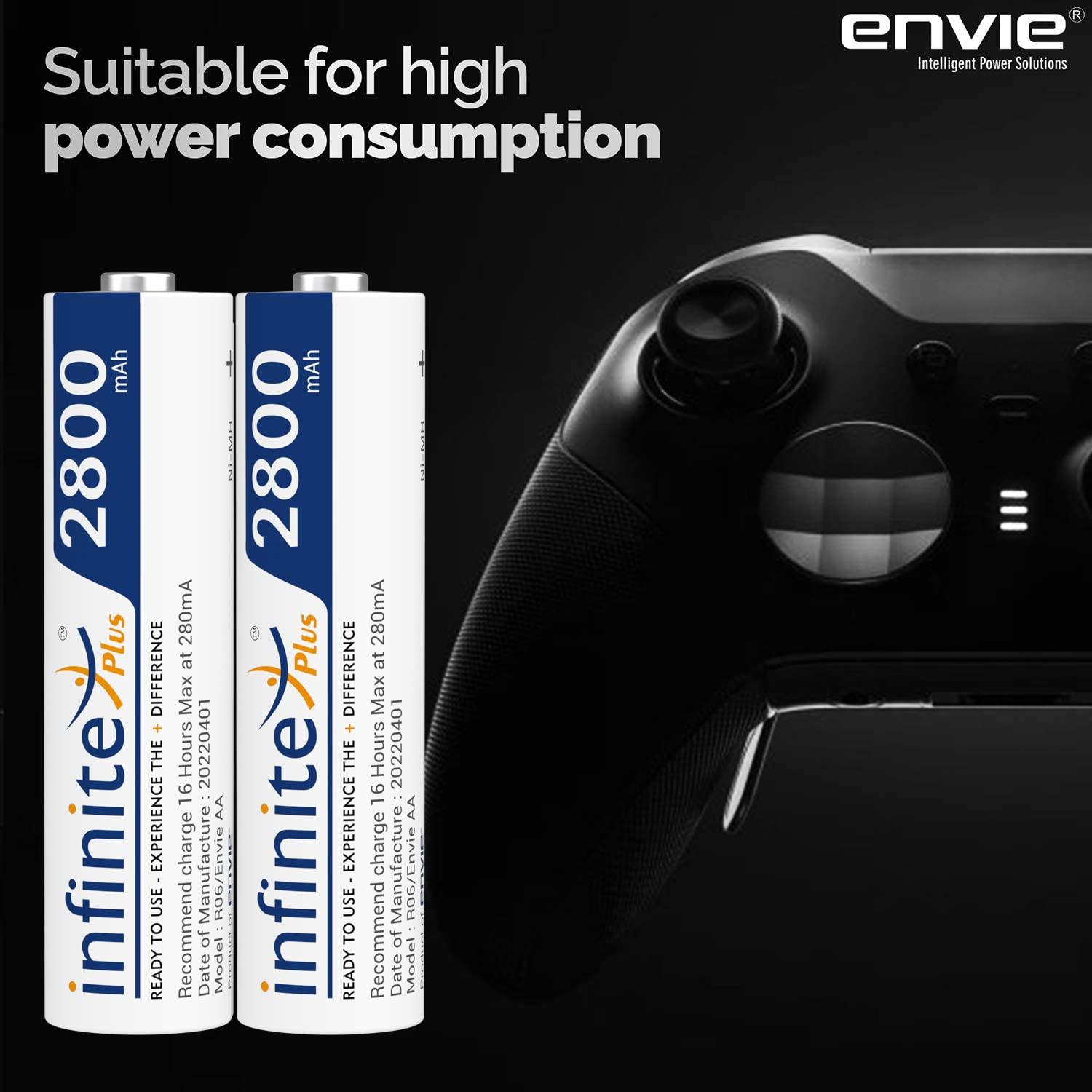 ENVIE (AA2800 2PL) Pack of 2, AA Ni-Mh 2800mAh Capacity Rechargeable Battery - Digitek