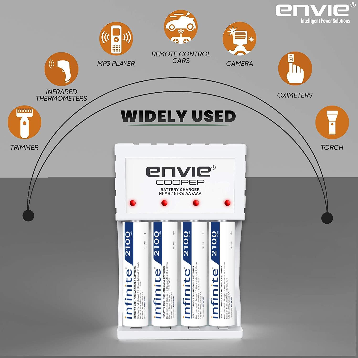 ENVIE (ECR 20 MC+4xAA2100) Standard Rechargeable Battery Charger for AA & AAA Ni-mh/Ni-Cd with 4xAA2100 Rechargeable Batteries - Digitek