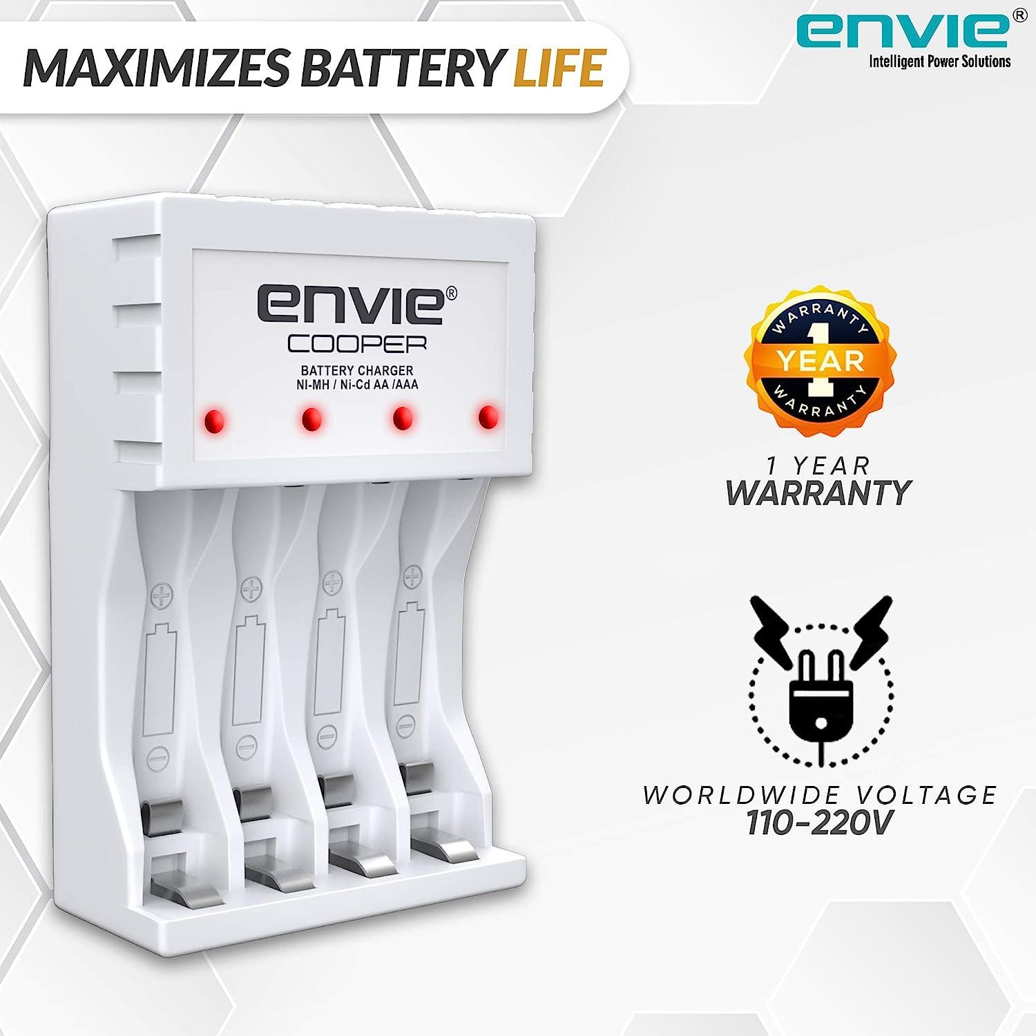 ENVIE (ECR-20 MC) Cooper Rechargeable Battery Charger for AA & AAA Ni-mh Batteries with LED Indicator - Digitek