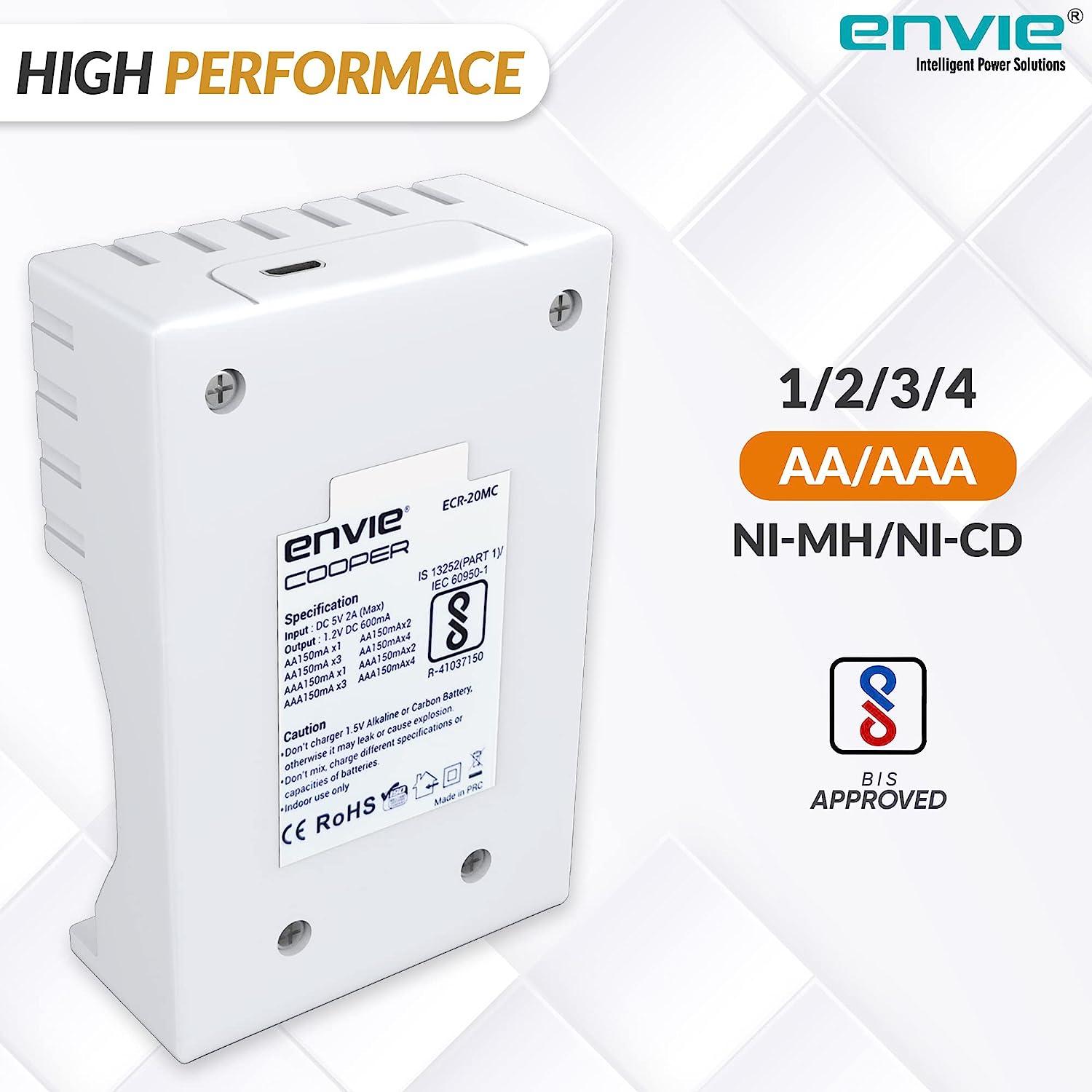 ENVIE (ECR-20 MC) Cooper Rechargeable Battery Charger for AA & AAA Ni-mh Batteries with LED Indicator - Digitek