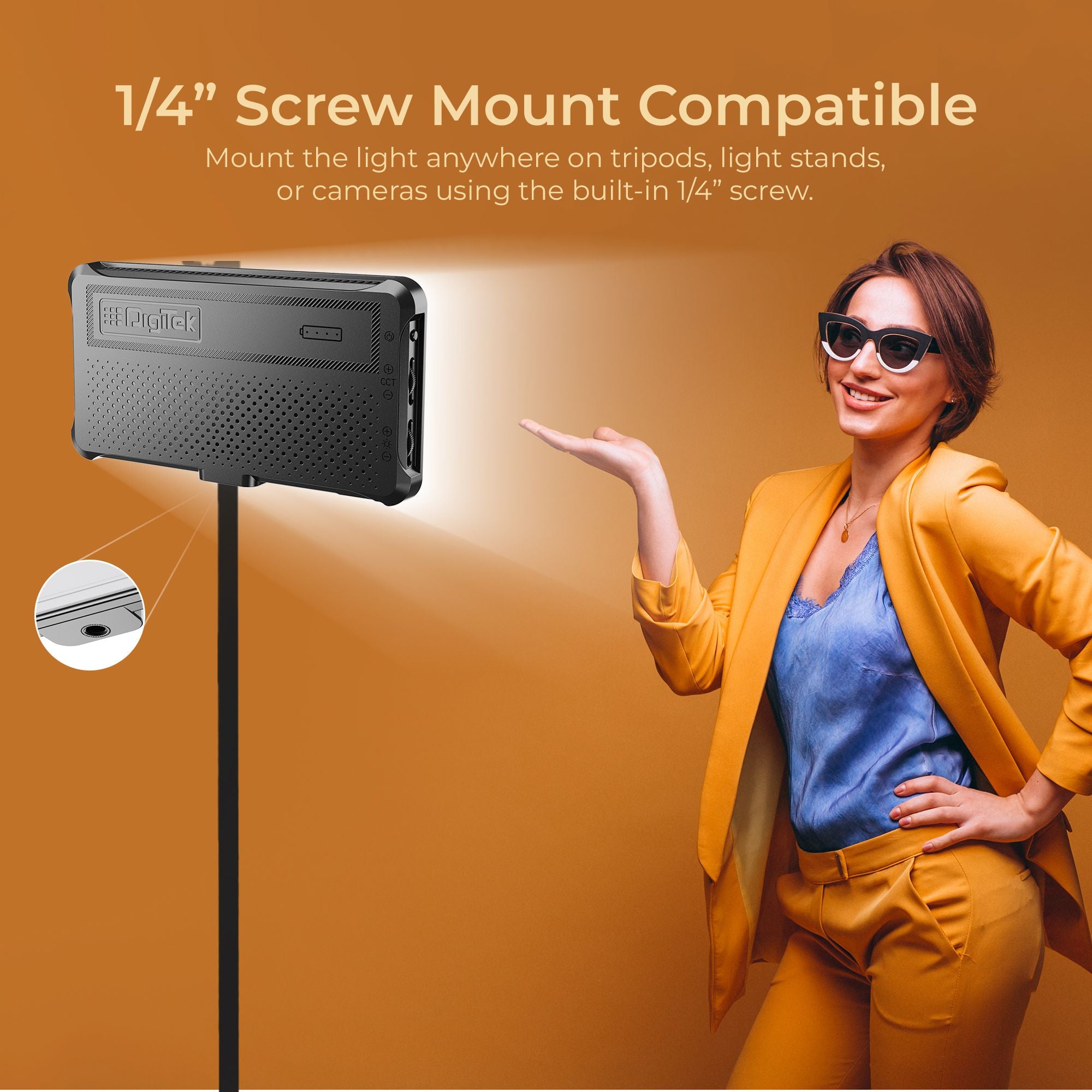 مصباح فيديو LED احترافي محمول من Digitek (LED-D180 BI) مزود بـ 21 تأثيرًا مُعدًا مسبقًا وبطارية 4000 مللي أمبير، وإضاءة متعددة المشاهد، وتحكم في درجة حرارة اللون والسطوع