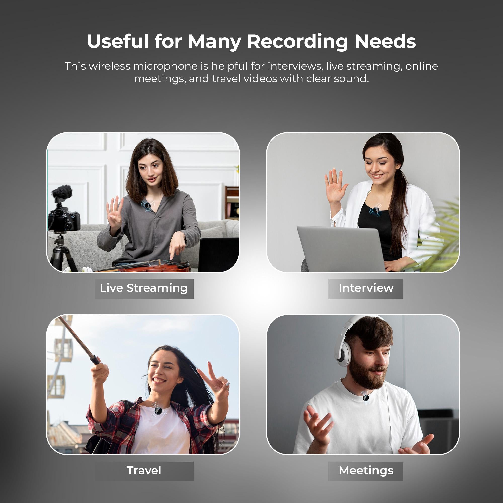 نظام ميكروفون لاسلكي ثنائي الوظائف من ديجيتك (DWM-124) لأجهزة آيفون 15 وما فوق وأجهزة أندرويد من النوع C، بمدى يصل إلى 80 مترًا، مع خاصية تقليل الضوضاء ووضع صدى الصوت، مثالي للمبدعين ومدوني الفيديو.