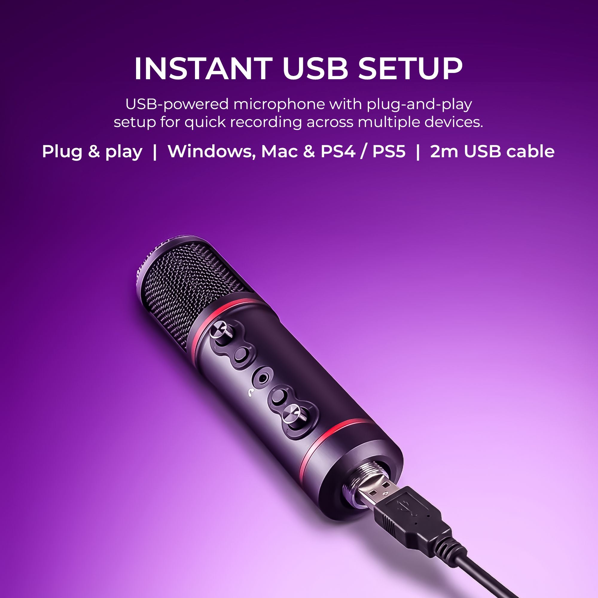 طقم ميكروفون مكثف USB من Digitek (DM-501) للبث الصوتي والألعاب، مزود بذراع ومرشح صوت، حساسية عالية، خاصية إلغاء الضوضاء، تحكم في مستوى الصوت وكتم الصوت، متوافق مع PS4 وPS5 والكمبيوتر الشخصي والهواتف الذكية للبث المباشر.