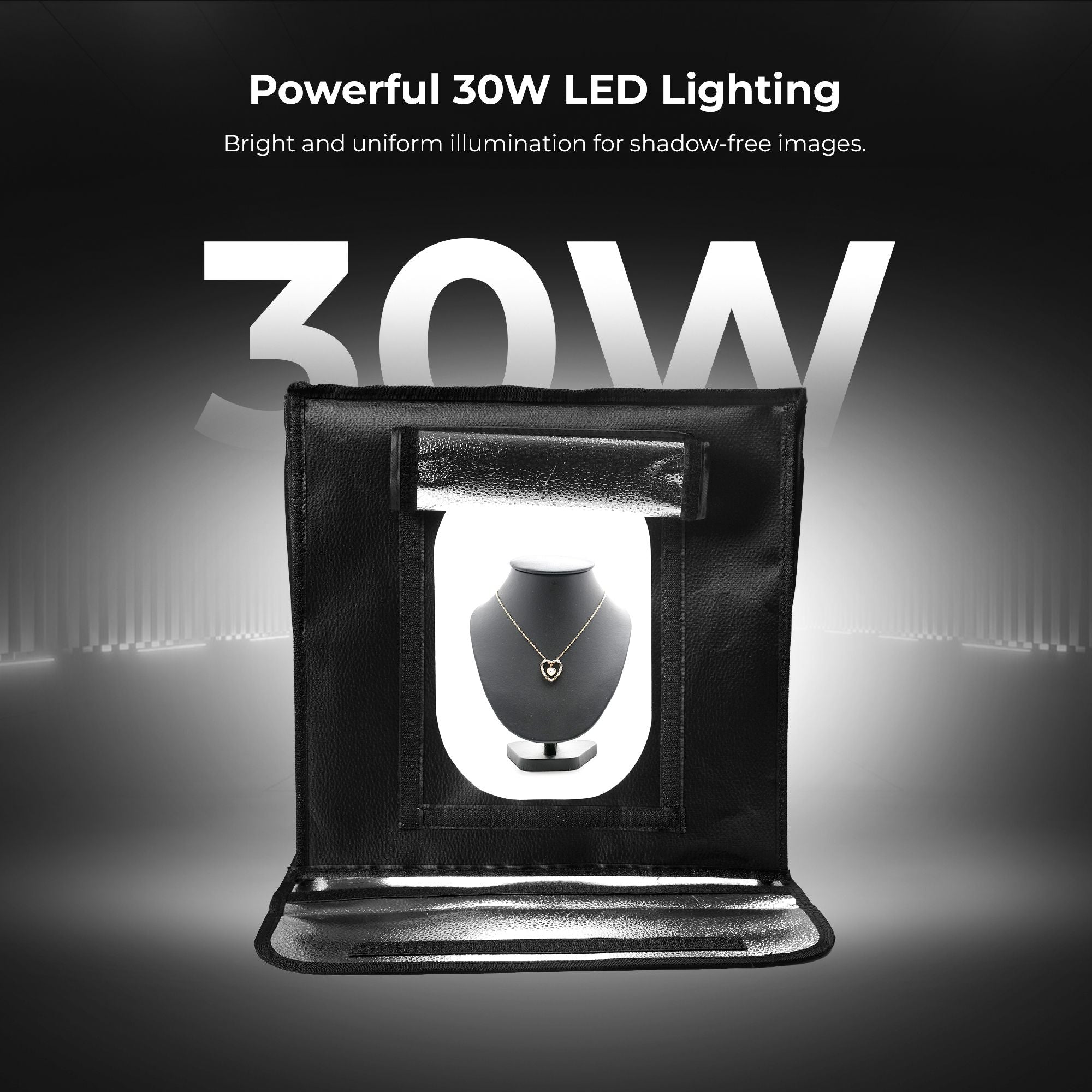 Digitek (DPLB 4040) Professional 40cm Photography LED Light Box, 30W Dual Bi-Color LED Panels, 2800K–6800K, 90 CRI, 0-100% Dimming, 6 Color PVC Backgrounds, Shadow-Free Shooting for Camera & Phone