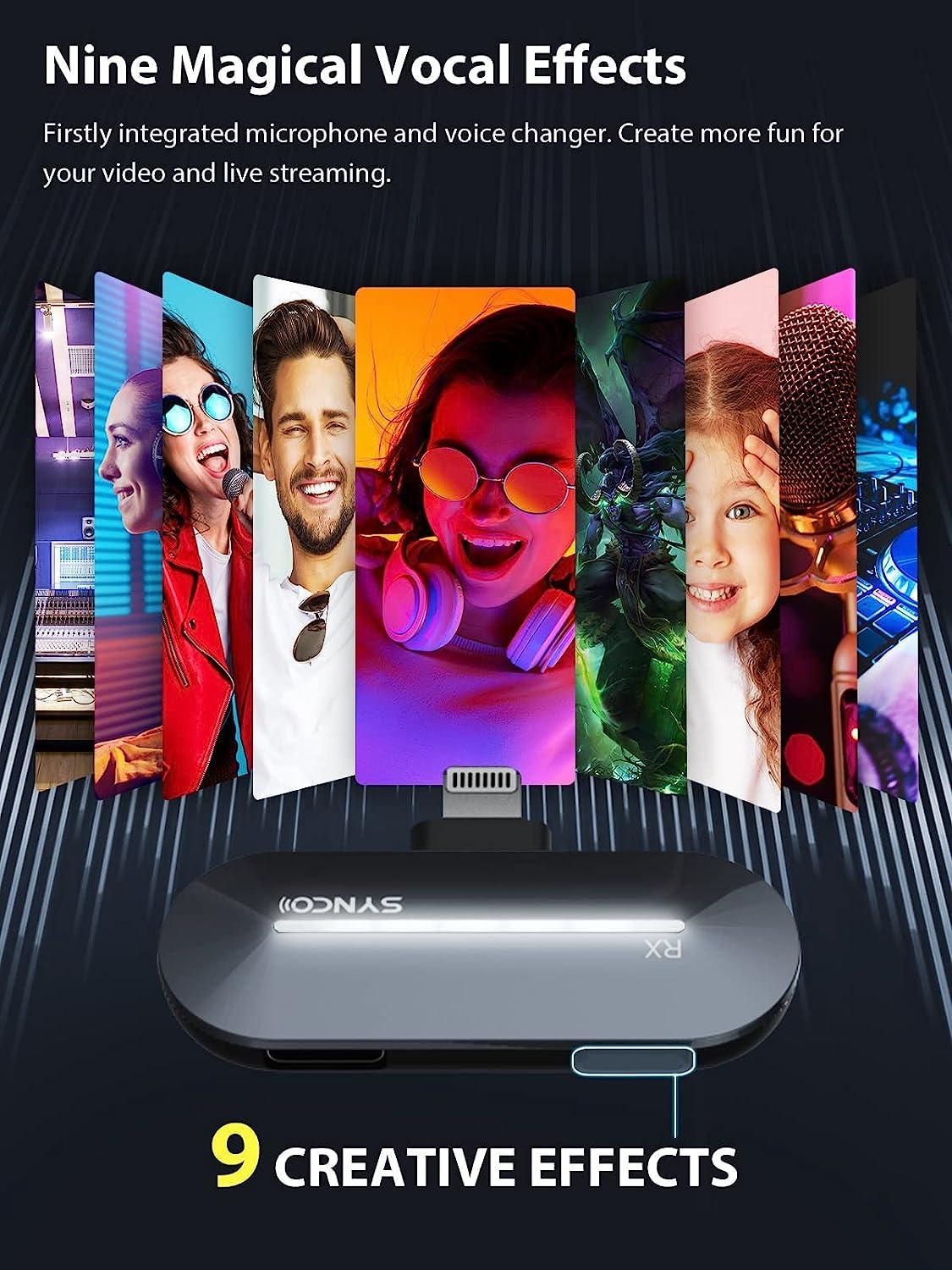 Synco (P1L) 2.4GHz Lapel Mic with Charging Case for iPhone Lightning iPad Smartphone YouTube TIK Tok Live Streaming Vlog, Wireless-Lavalier-Microphone-Lapel-iPhone, Wireless Microphone for iPhone - Digitek