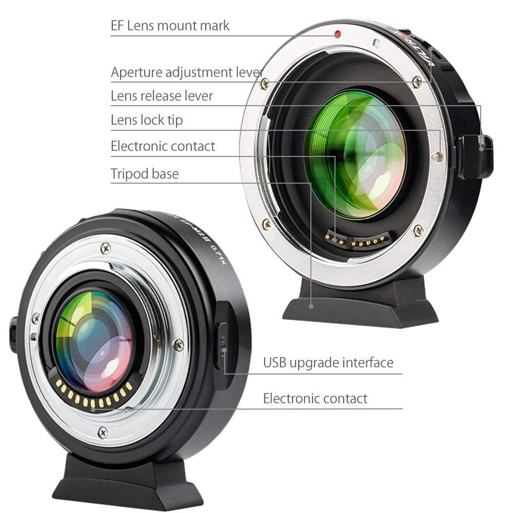 VILTROX EF-E II Electronic Lens Adapter Focal Reducer Booster for Canon EF Mount Lenses to Sony E Mount APS-C Camera Body with PDAF&CDAF Focus Mode and USB Update Port - Digitek