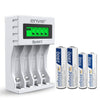 ENVIE (ECR11MC+2800+1100) SprintX Ultra Fast Rechargeable Batteries Charger for AA & AAA Ni-mh, with 2xAA2800 & 2AAA1100 Rechargeable Batteries, with Over Charge Protection